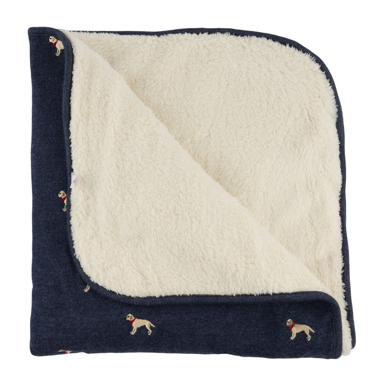 oh baby! Snowdrift Layette Blanket - Labs Embroidered - Navy Heather - Open