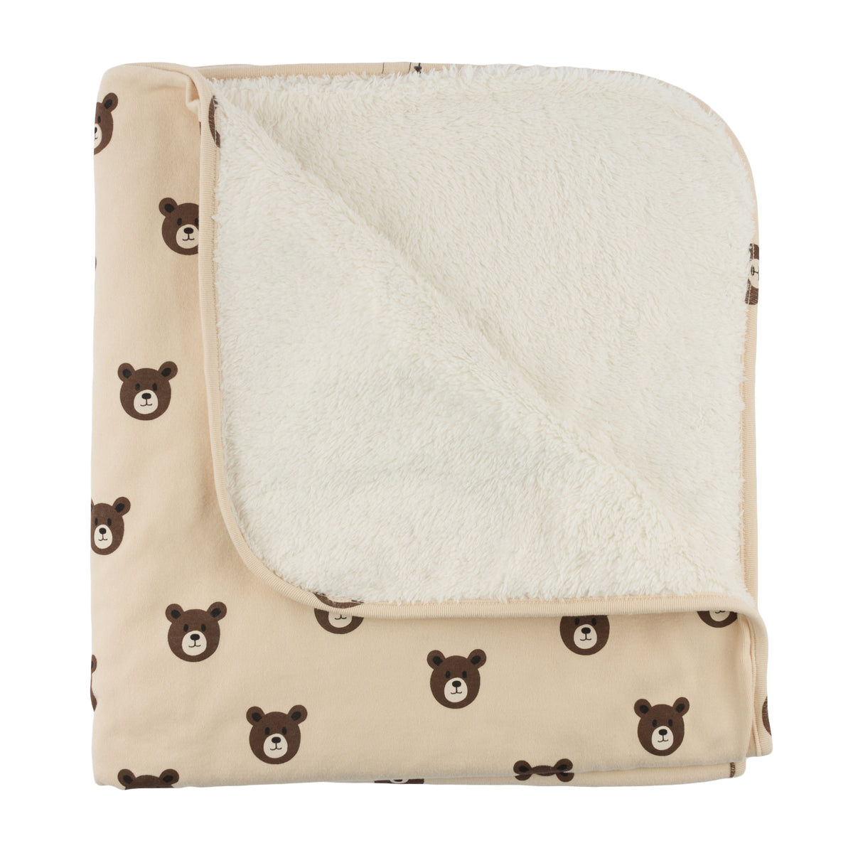 oh baby! Snowdrift Layette Blanket - Bear Faces - Shortbread - Open