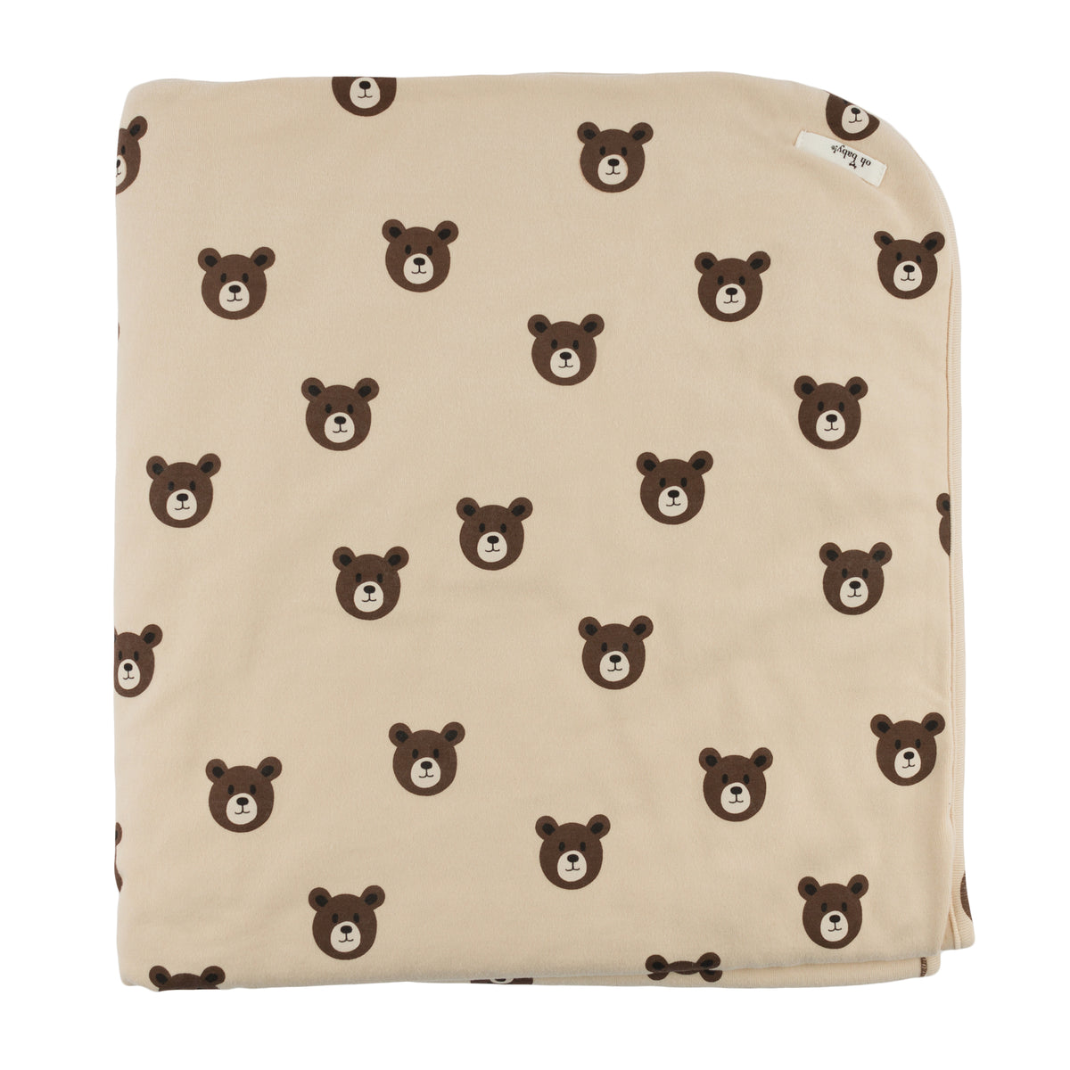 oh baby! Snowdrift Layette Blanket - Bear Faces - Shortbread