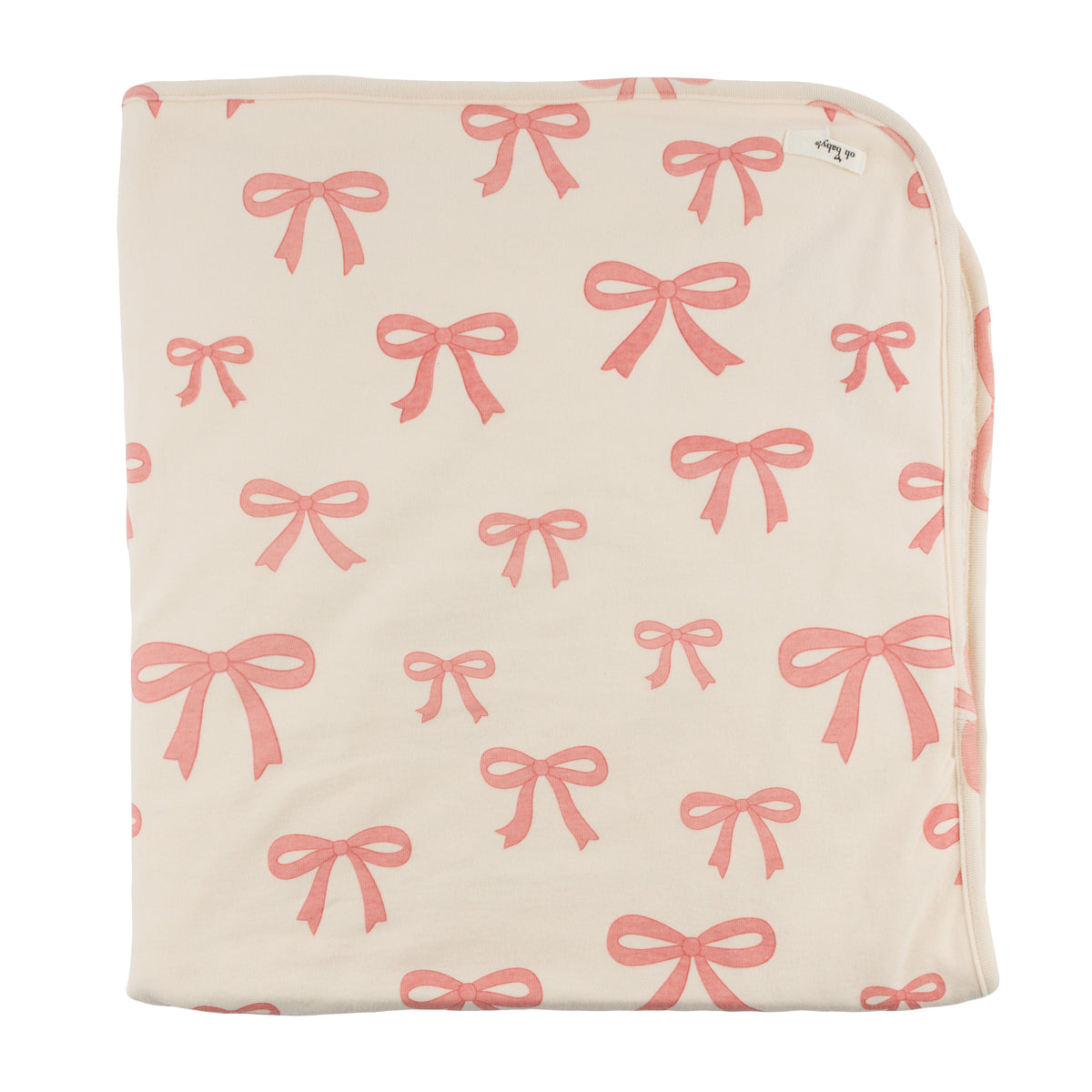 oh baby! Snowdrift Layette Blanket - Pink Bows - Natural