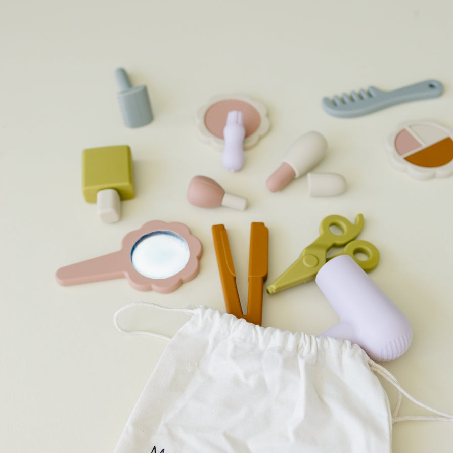 Silicone Hair and Makeup Play Set - Flat Lay Image