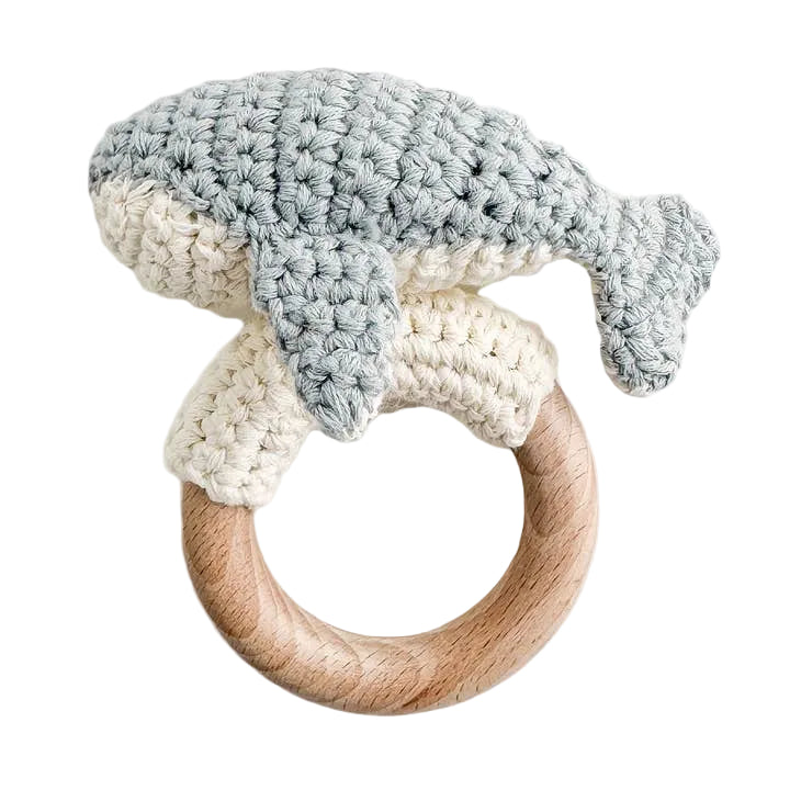 Cotton Crochet Rattle Teether - Whale