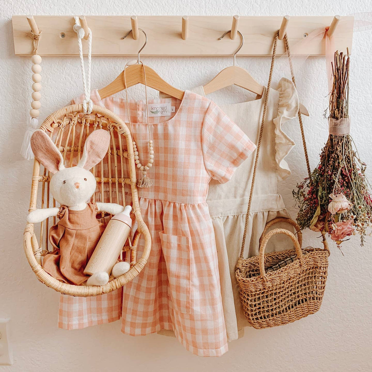 Poppie Hanging Egg Rattan Doll Chair - Bunny
