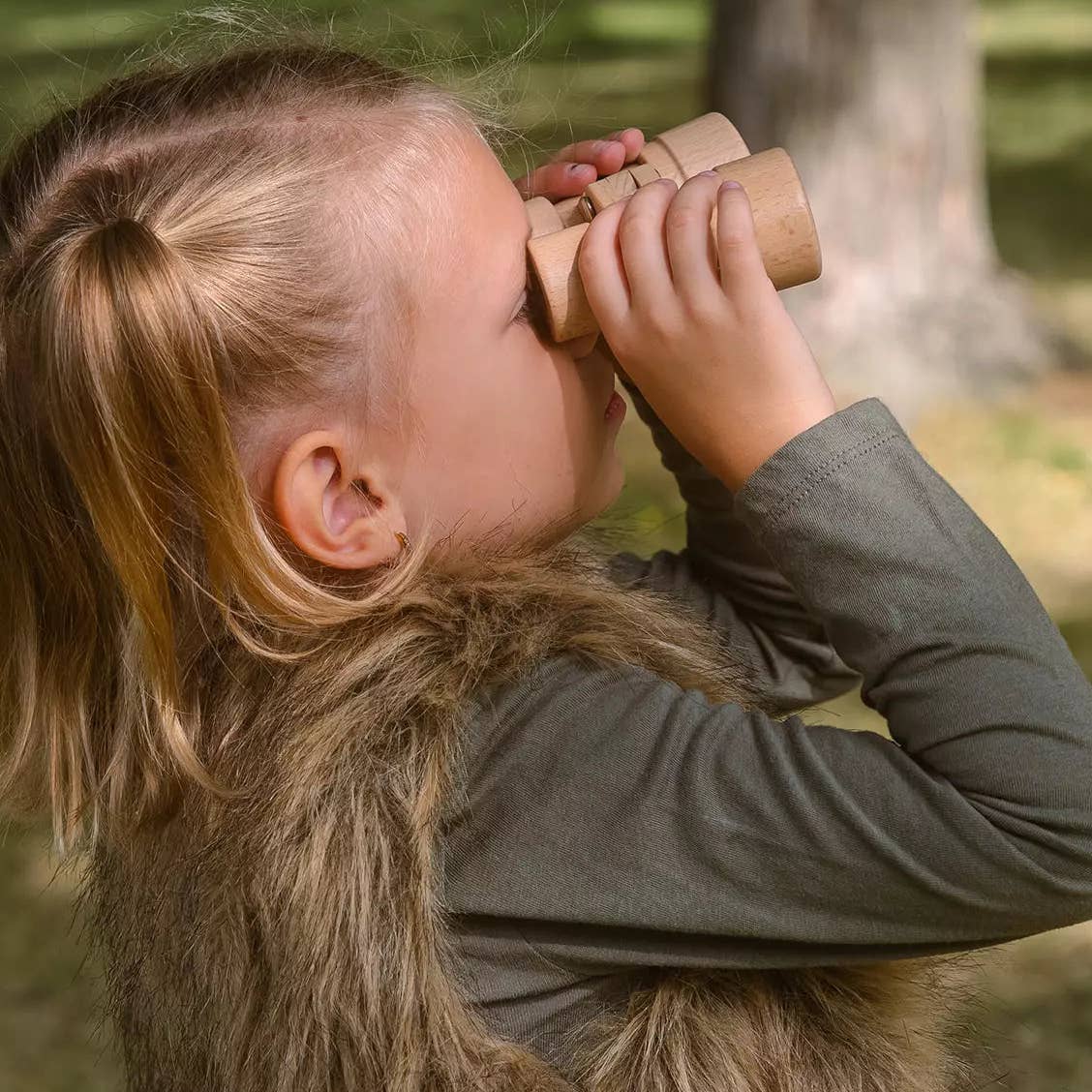 Girl Looking Through Binoculars