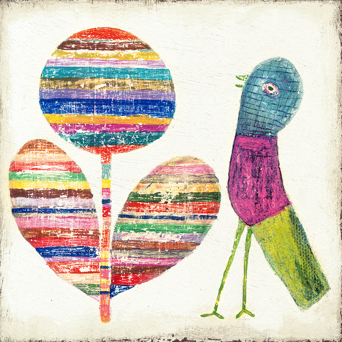 Sugarboo Art Print - Flower And Bird - Gallery Wrap