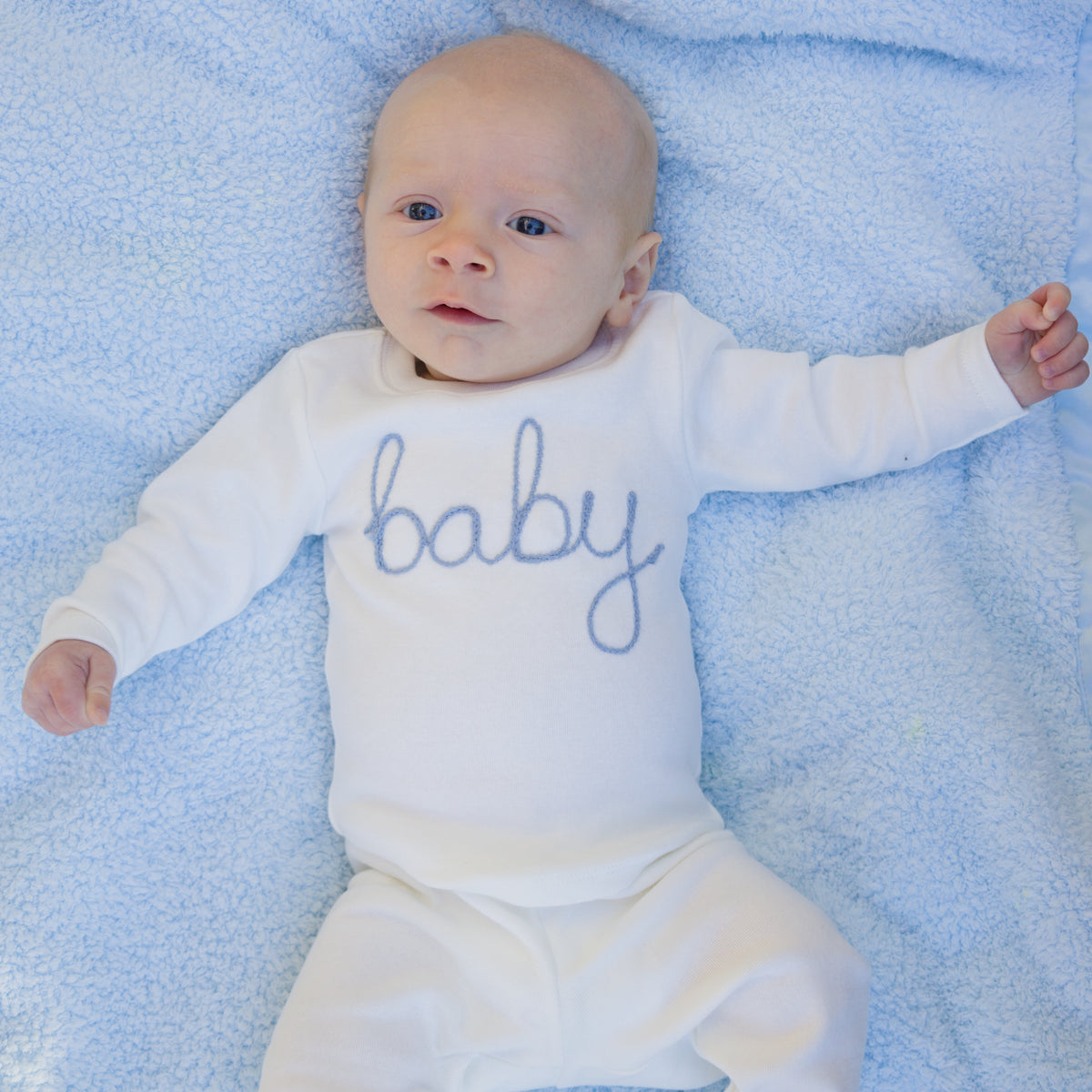 oh baby! Two Piece Set - "Baby" Fog Embroidered - Cream