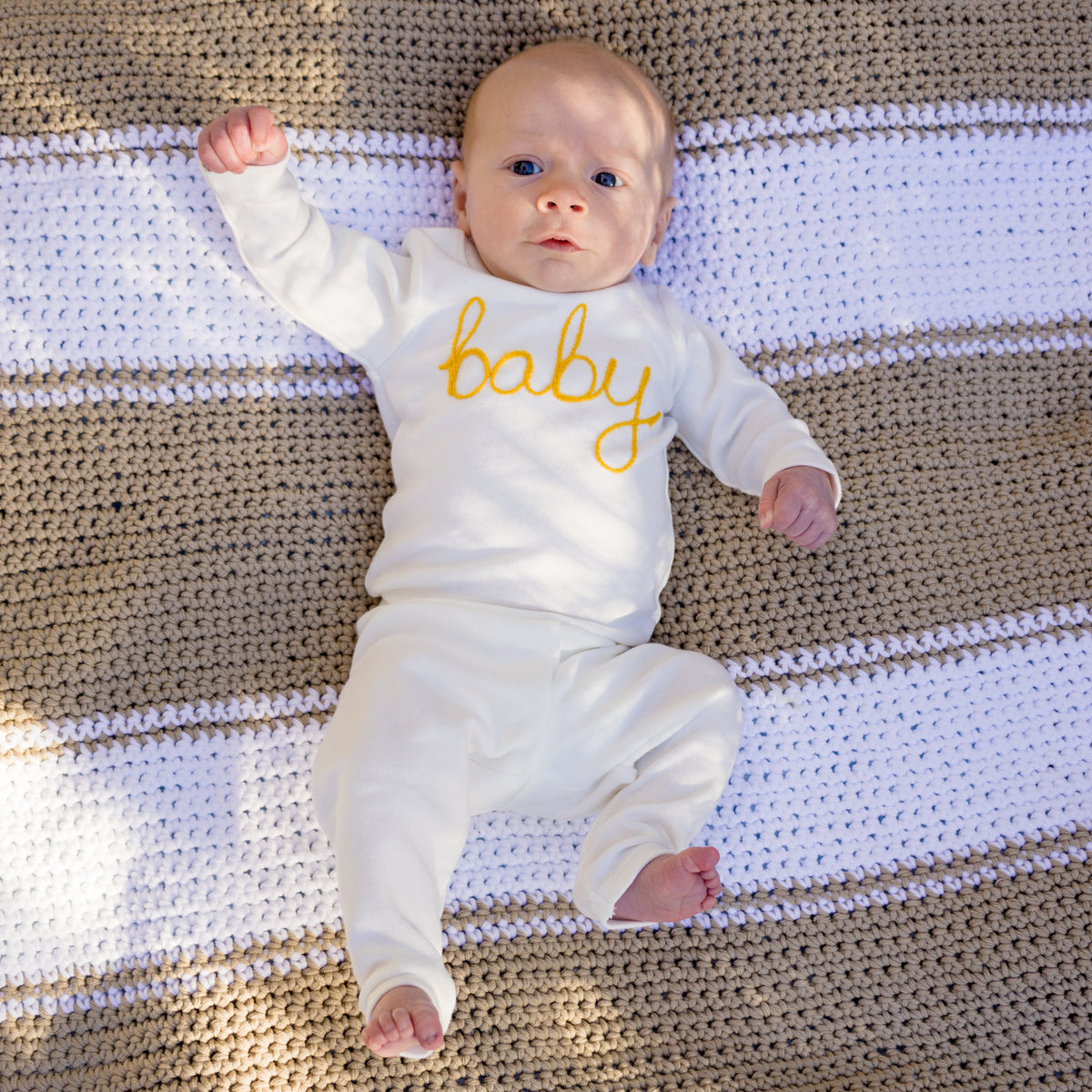 oh baby! Two Piece Set - "Baby" Golden Embroidered - Cream - Lifestyle