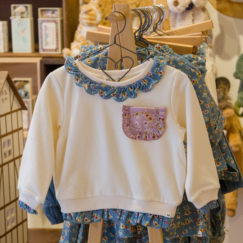 oh baby! Hannah Sweatshirt - Harvest Bloom Pocket Ruffle - Sugar Cookie - Store