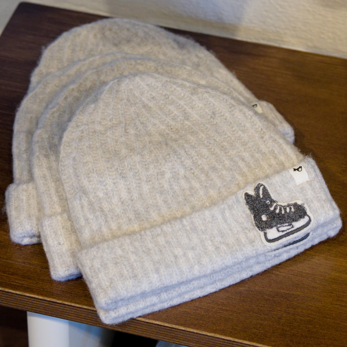 oh baby! Knitted Hat - Hockey Patch - Heather Gray - In-store