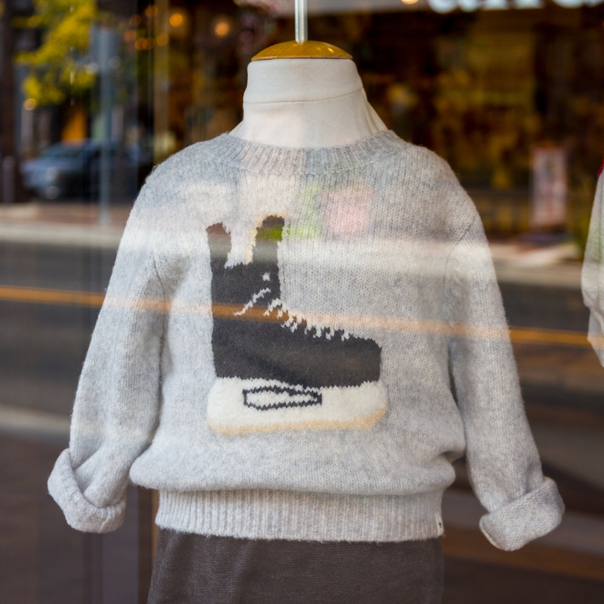 oh baby! Crew Neck Sweater - Hockey - Heather Gray - Window Display