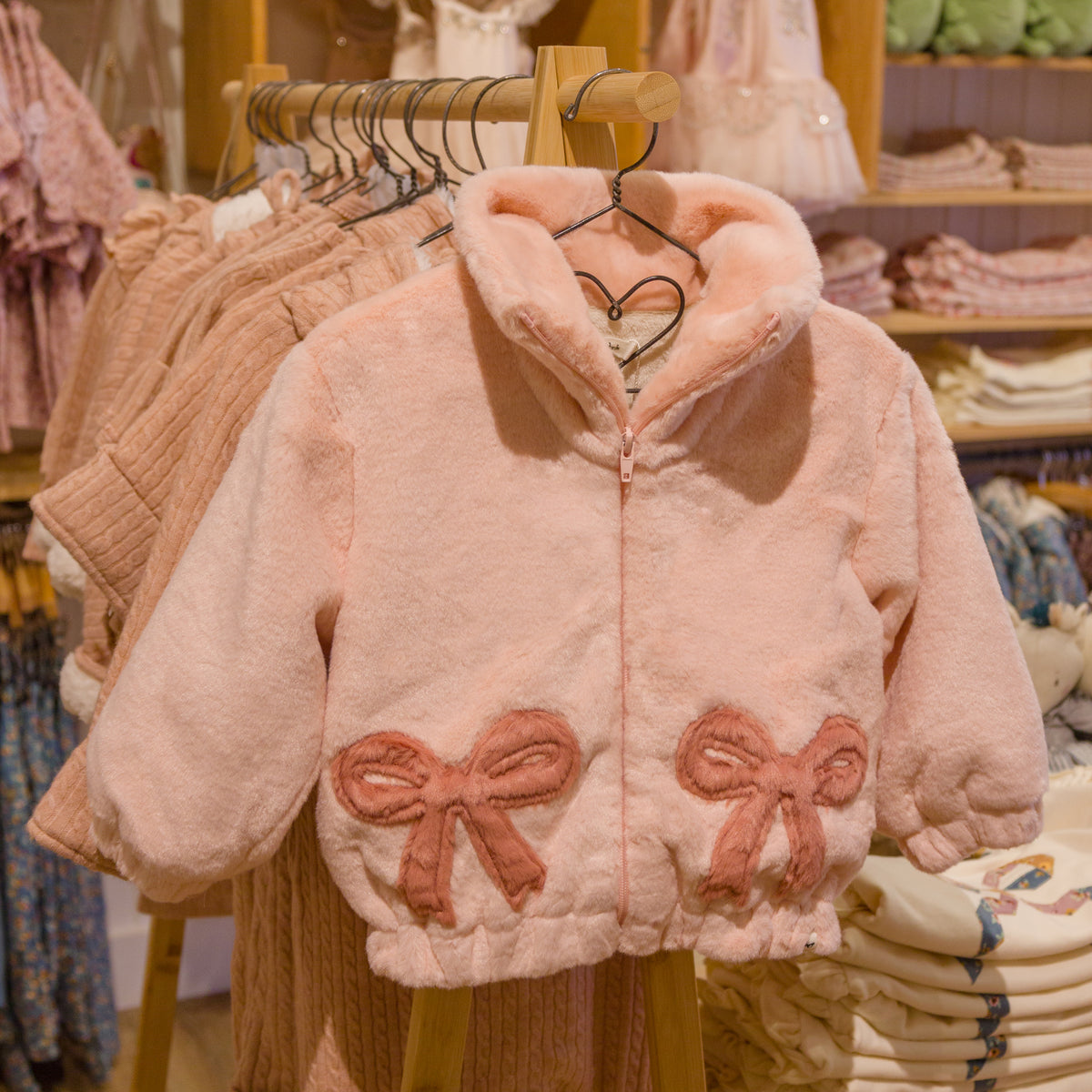 oh baby! Coquette Bows Faux Fur Tahoe Jacket - Lifestyle Front
