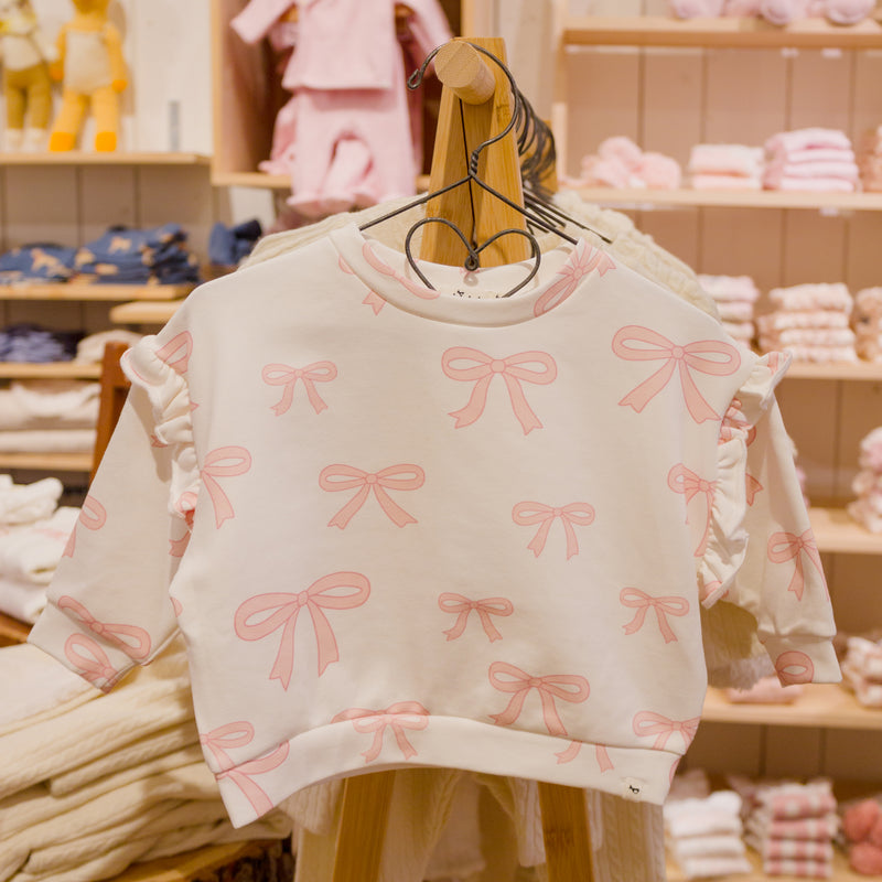 oh baby! Millie Slouch Sweatshirt - Bows - Oyster