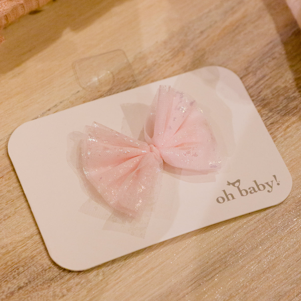 oh baby! Iridescent Mini Glinda Bow Clip - Pink - Lifestyle