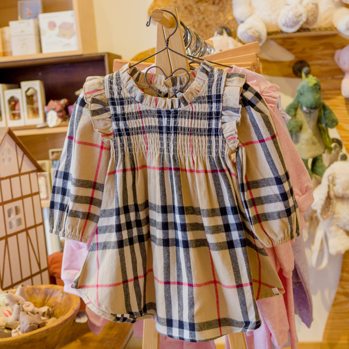 oh baby! Anna Ruffle Shoulder Dress - Mini Tartan - Classic - In Store