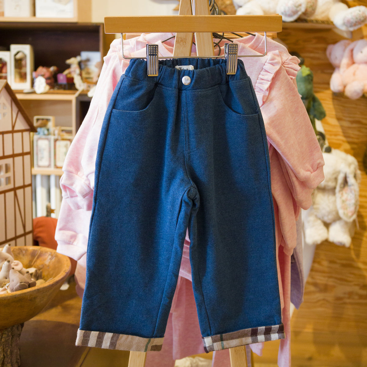 oh baby! Denim Jeans - Forest Mini Tartan Lined - Dark Wash - In-store