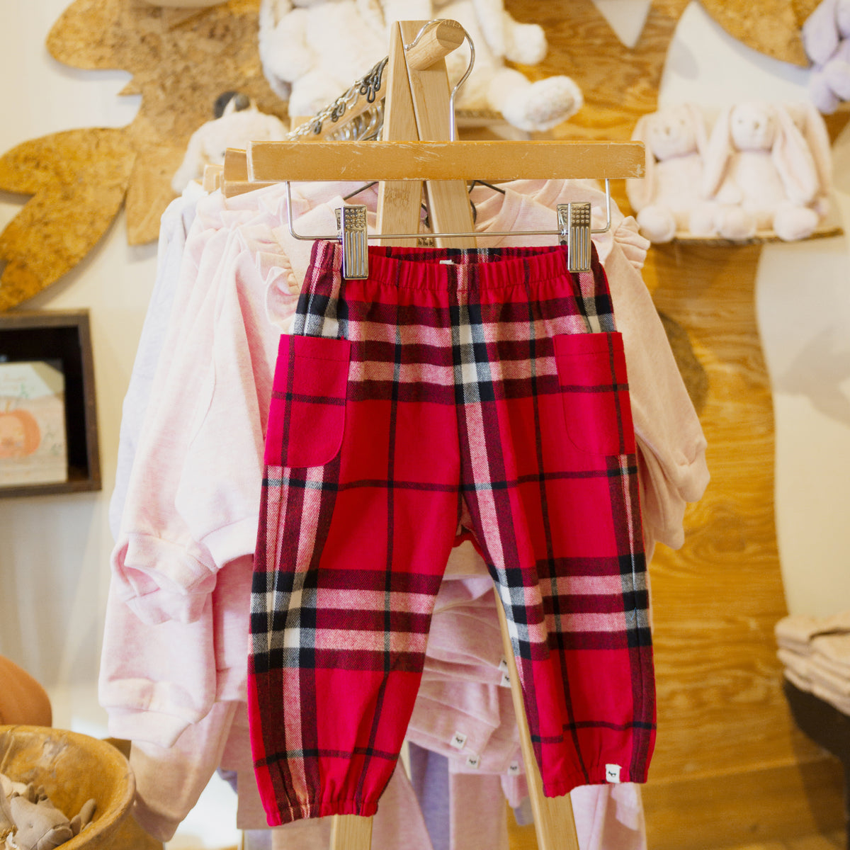 oh baby! Side Pocket Pant - Mini Tartan - Red - In-store