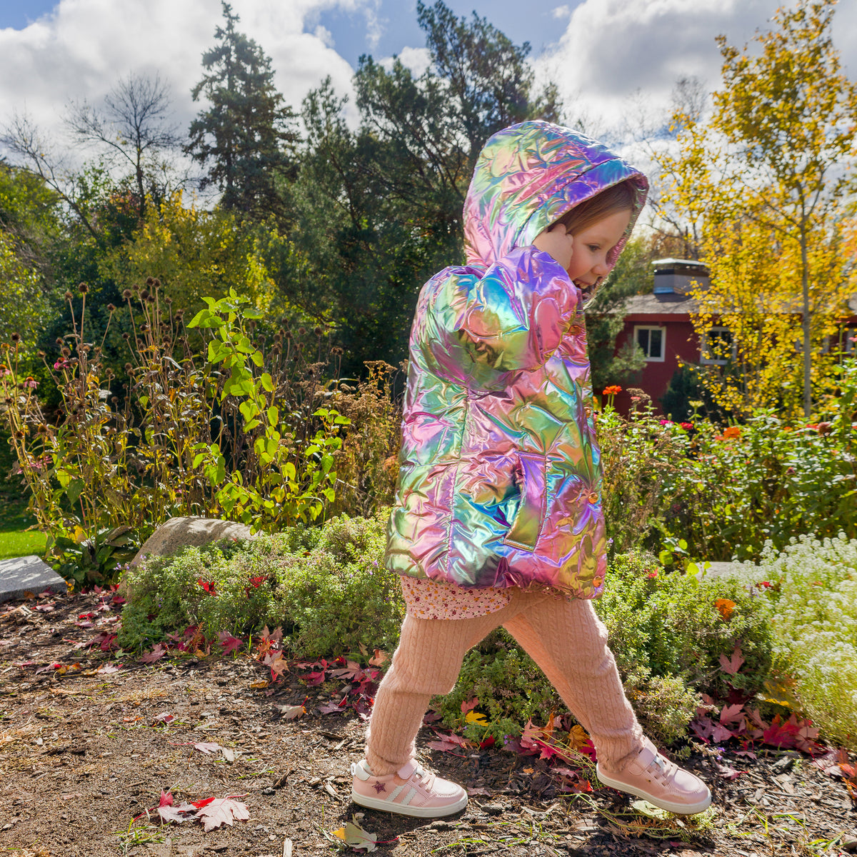 oh baby! Aspen Hooded Coat - Quilted Hearts - Iridescent Pink - Lifestyle