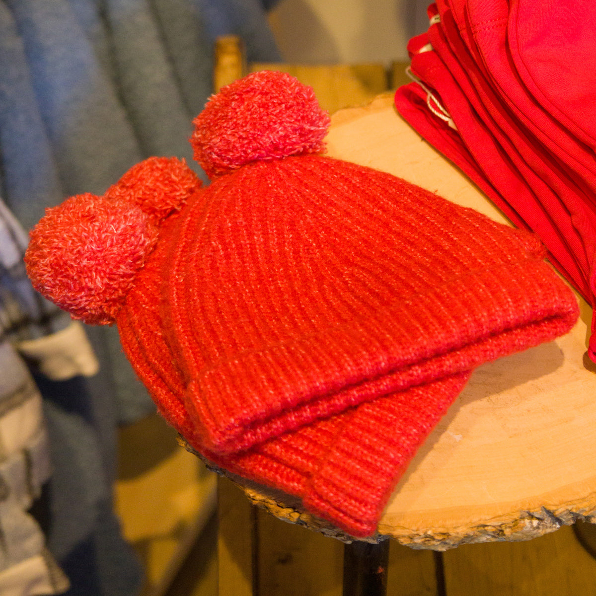oh baby! Knitted Pom Hat - Ruby - In Store