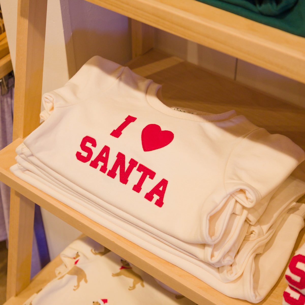 oh baby! Brooklyn Boxy Sweatshirt - "I Heart Santa" - Sugar Cookie - Lifestyle In Store