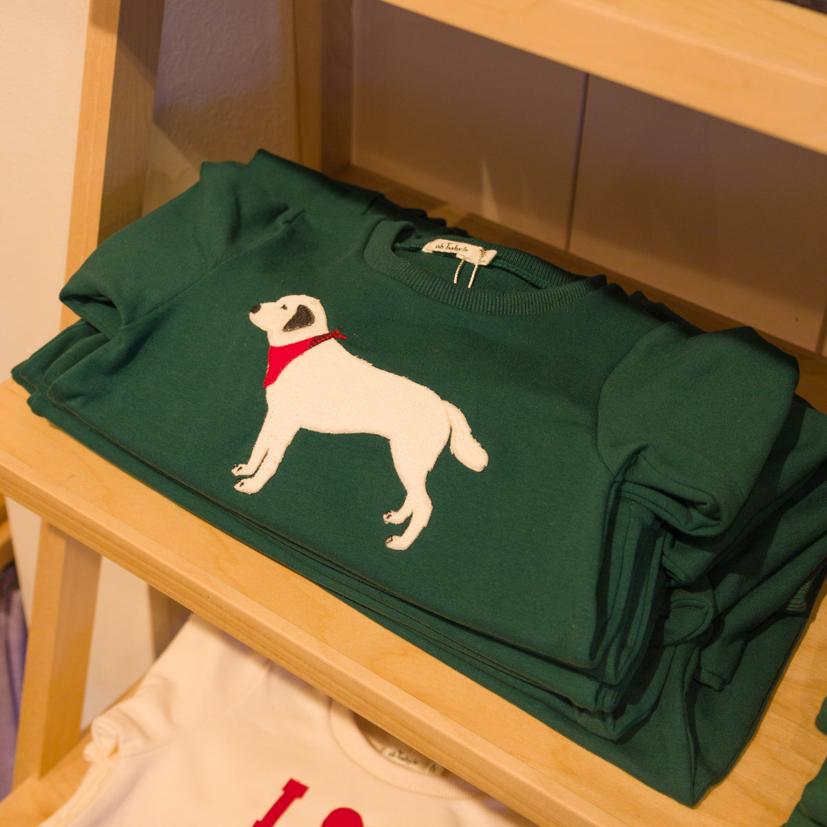 oh baby! Brooklyn Boxy Sweatshirt - English Lab Applique - Forest - In Store