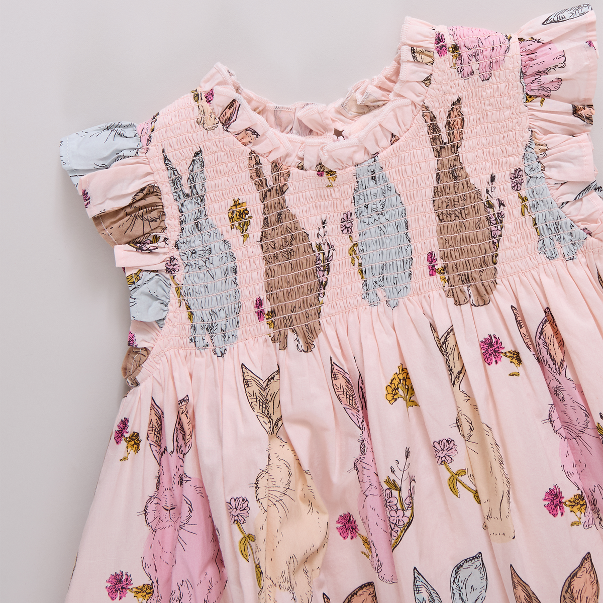 Pink Chicken Stevie Dress Set - Vintage Bunnies - Close Up