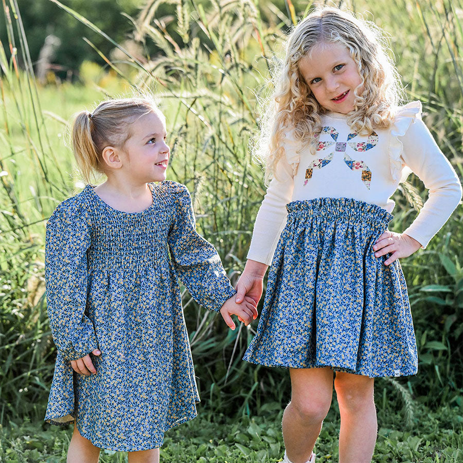 oh baby! Flora Skirt - Prairie Blooms - Wedgewood - Homespun-Girls