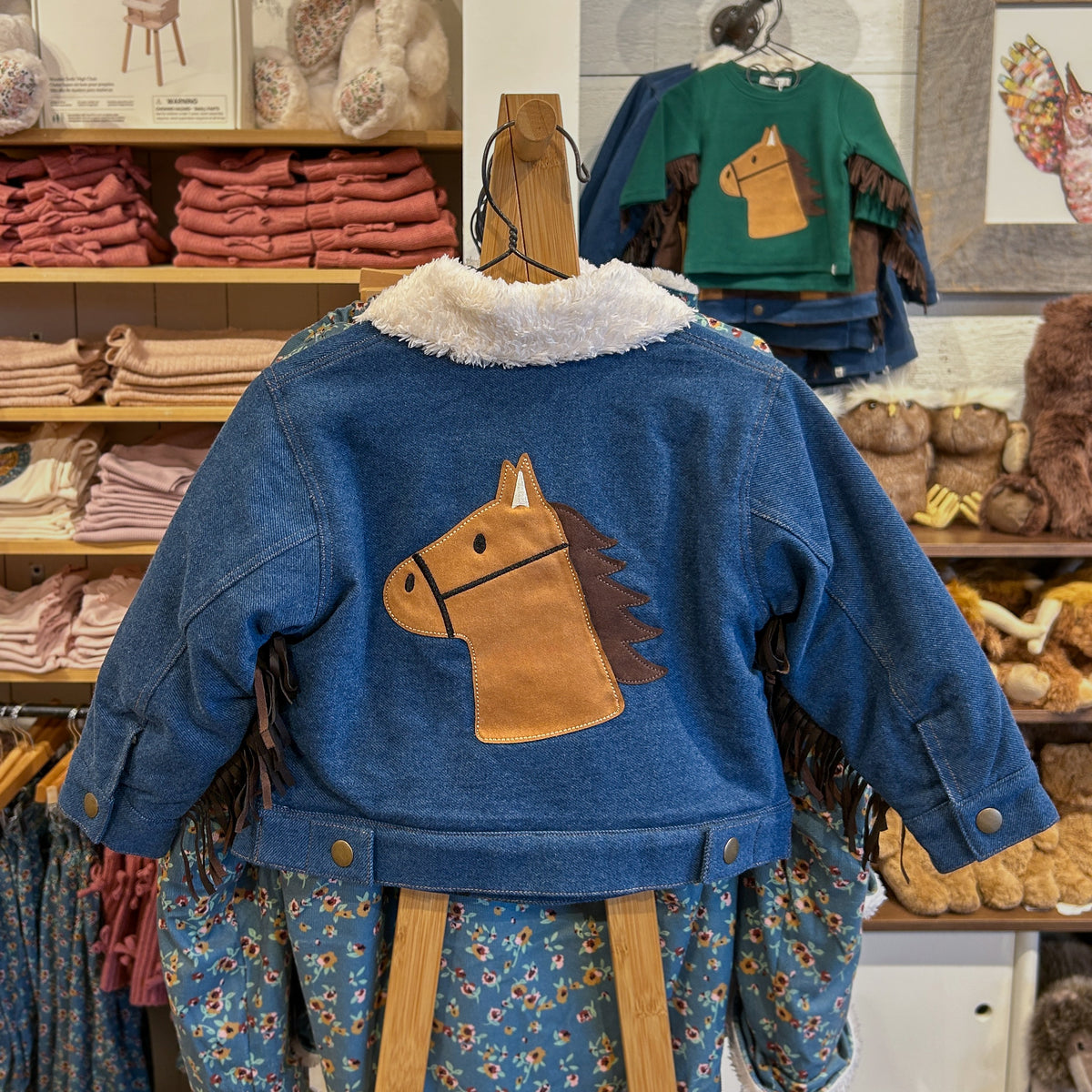 oh baby! Ultrasuede Fringe Denim Jacket - Horse - Dark Wash - Store