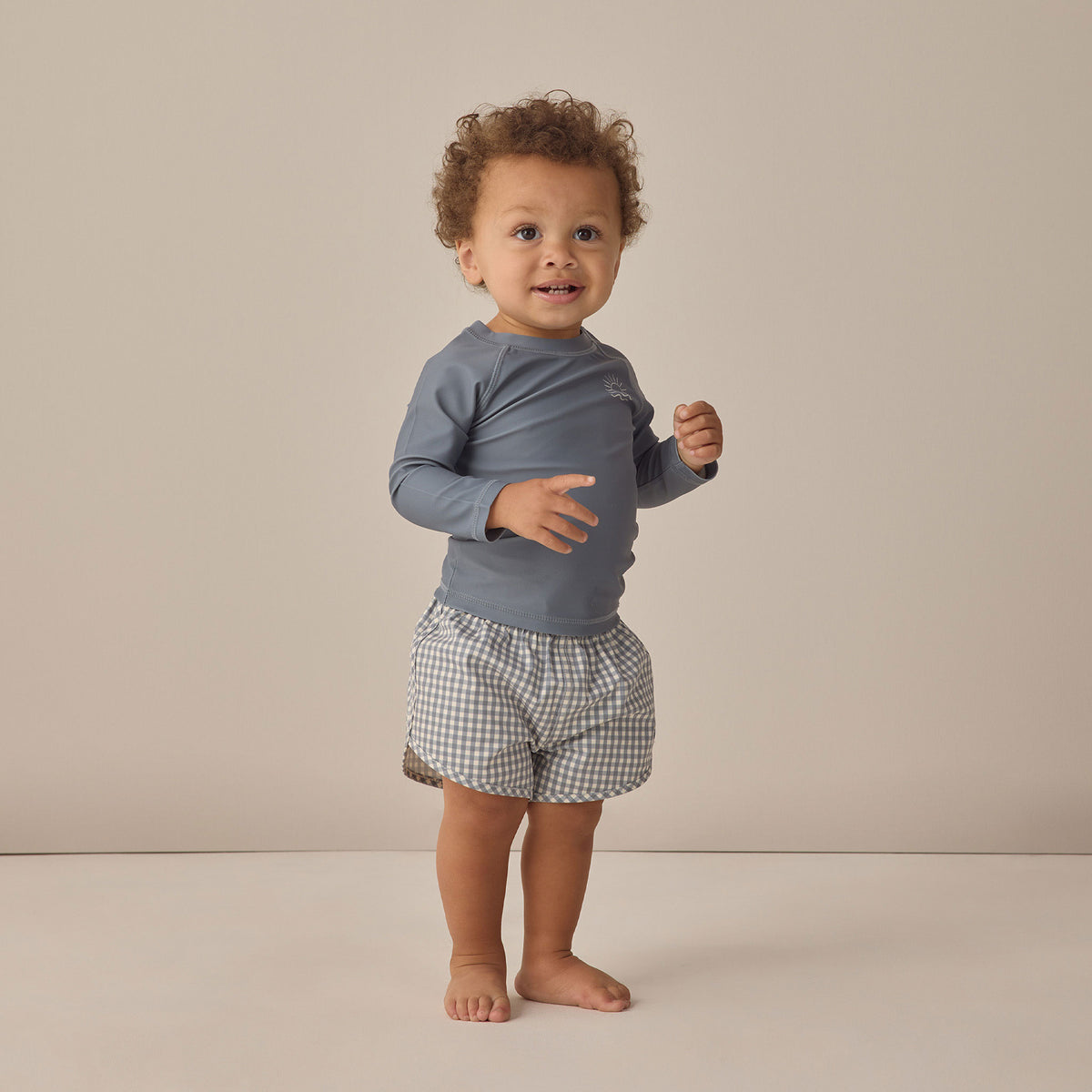 Quincy Mae Boys Swim Short - Ocean Gingham