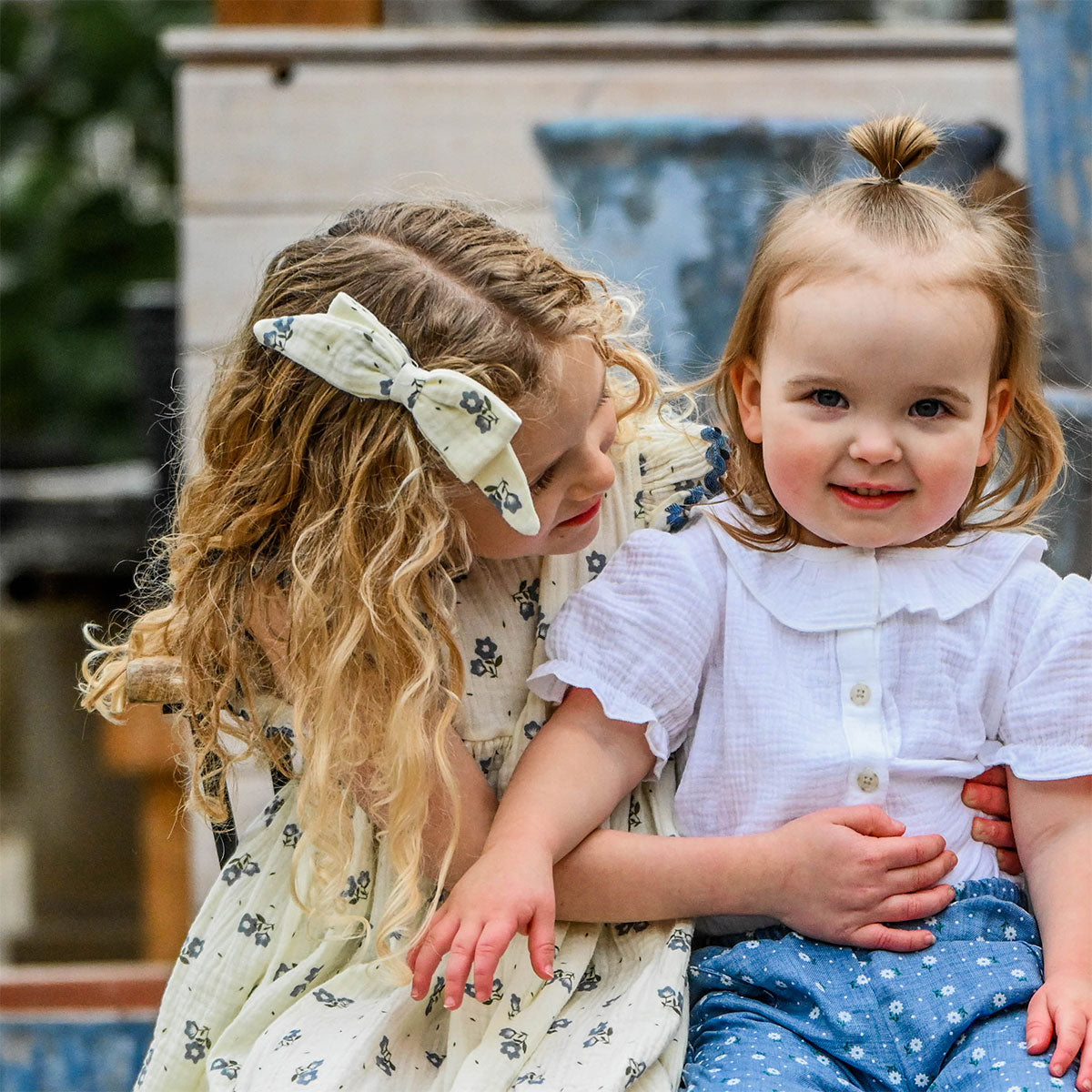 oh baby! Scarlett Bow on Clip - Bellflower Flower Print - Indigo - Lifestyle