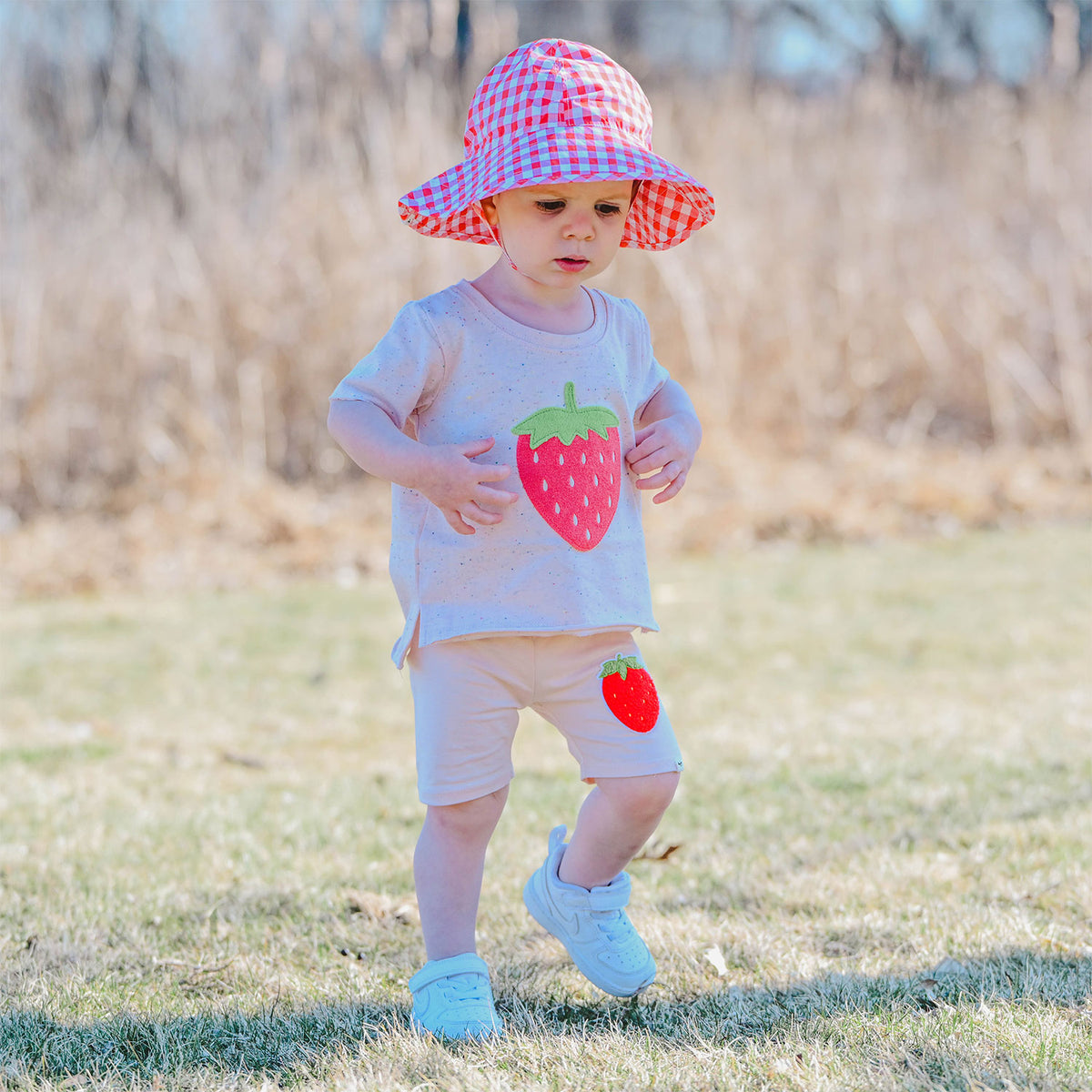 oh baby! Biker Shorts - Strawberry Chenille Patch - Barely Pink