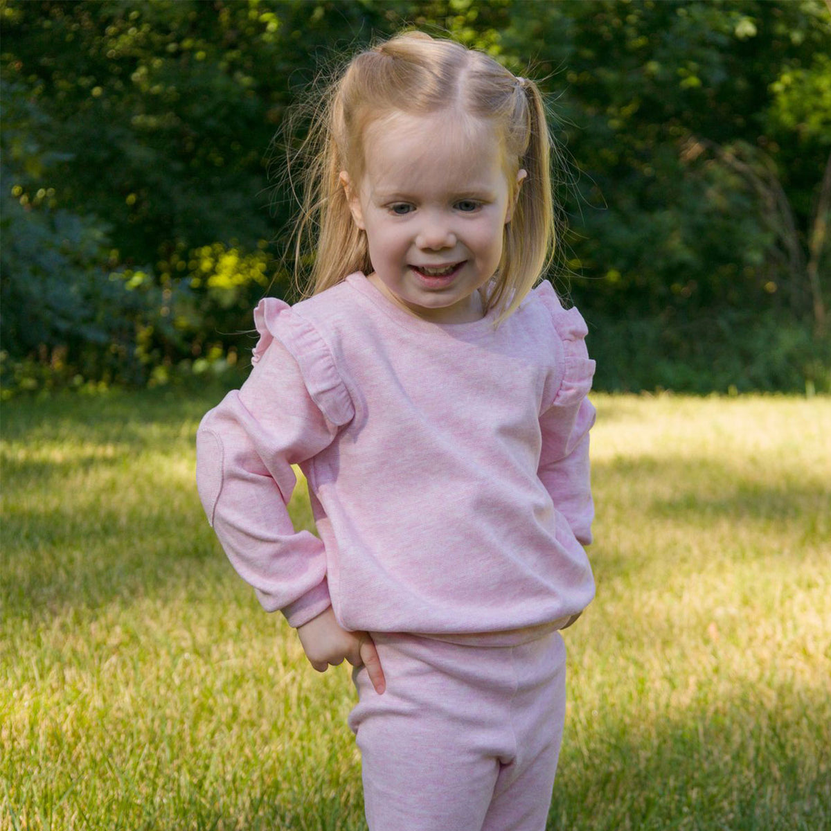 oh baby! Honeycomb Heart Patch Millie Boxy Sweatshirt - Pale Pink - Lifestyle