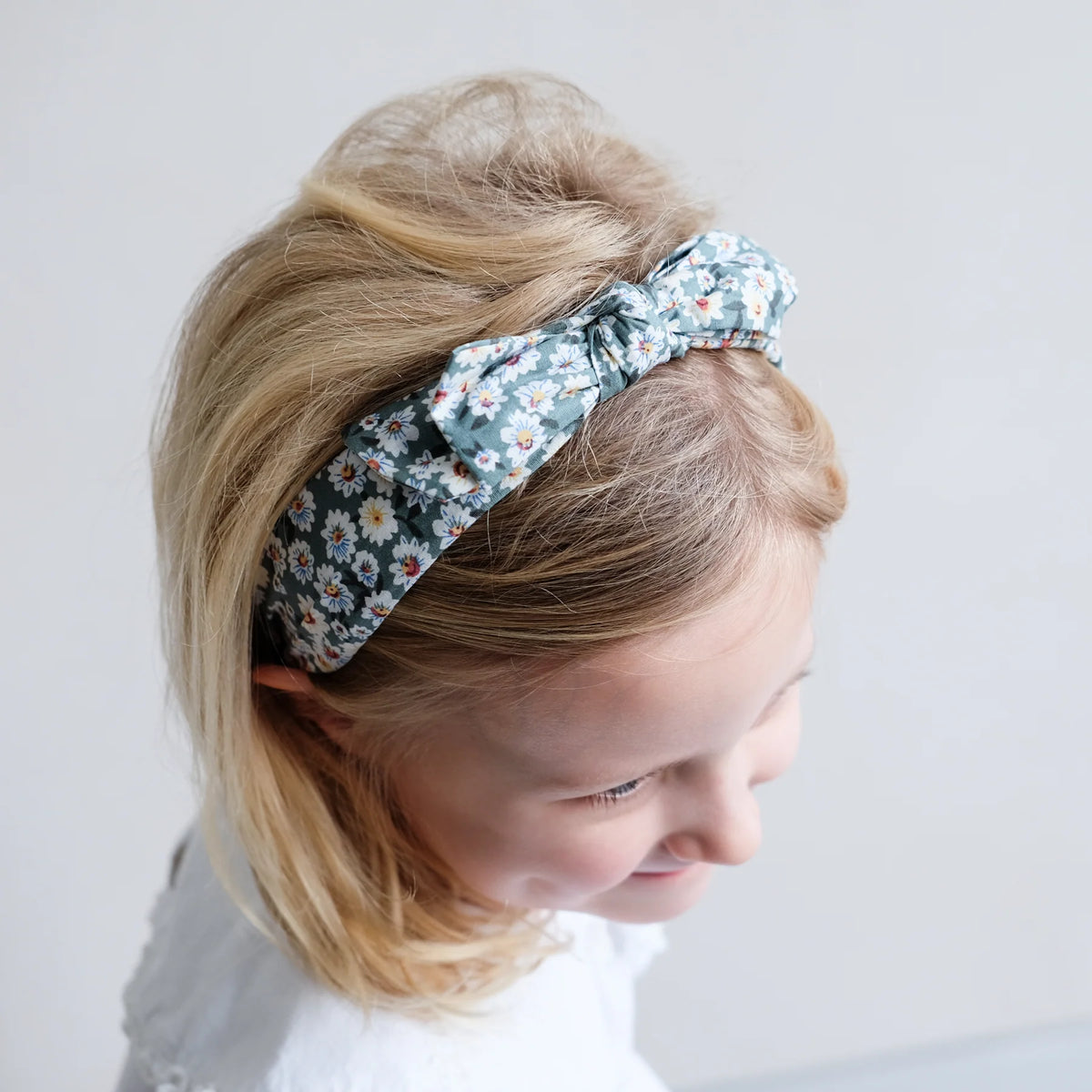 Edie Floral Bow Alice Band Headband - Green