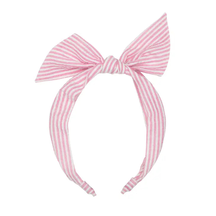 Candy Stripe Tie Headband - Pink
