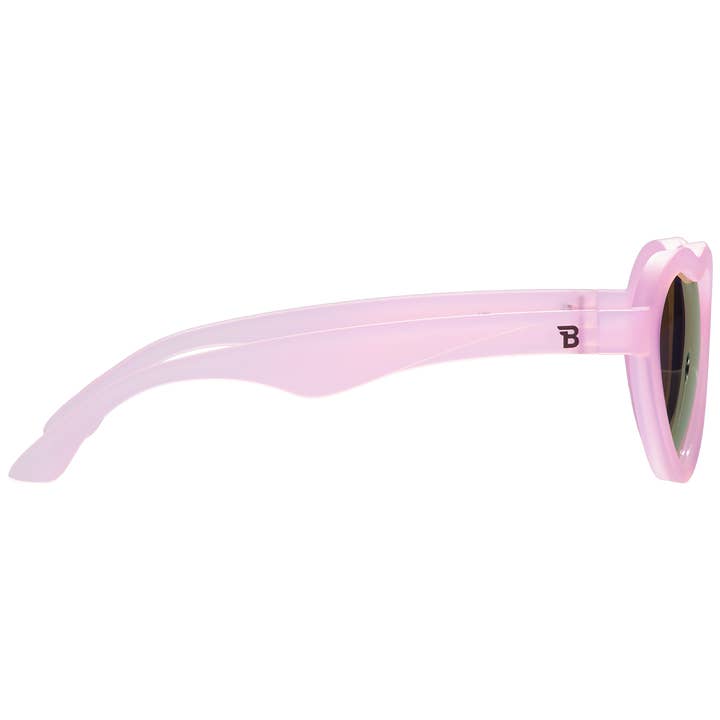 Babiators Frosted Pink Heart Sunglasses with Purple Polarized Mirrored Lenses - Bow