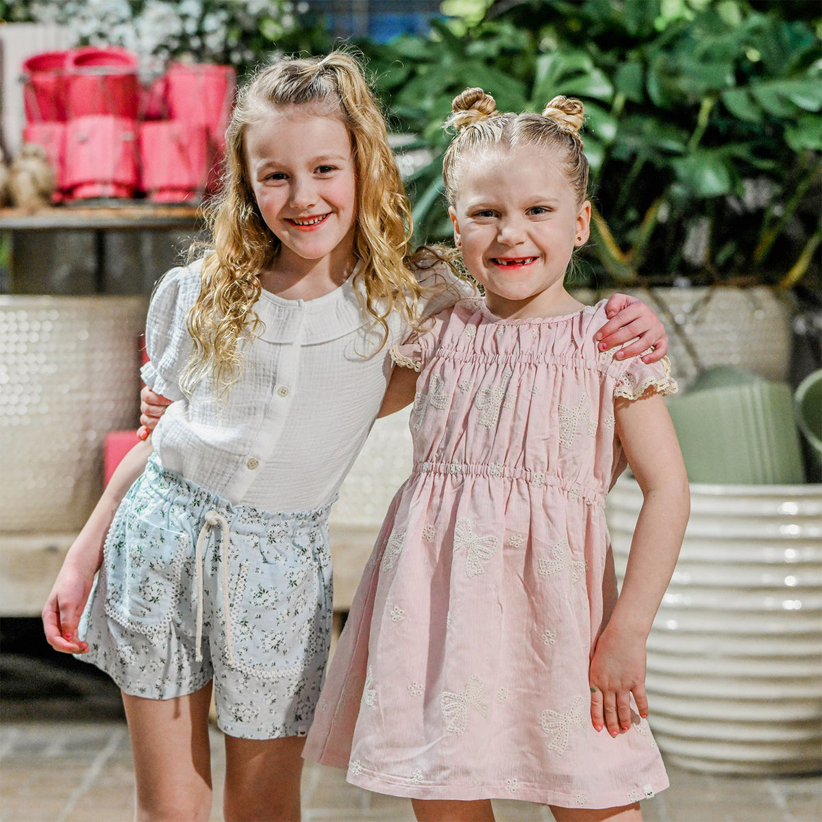 oh baby! April Flutter Sleeve Dress - Embroidery Bows Lifestyle with Blossom Shorts and Layla Top