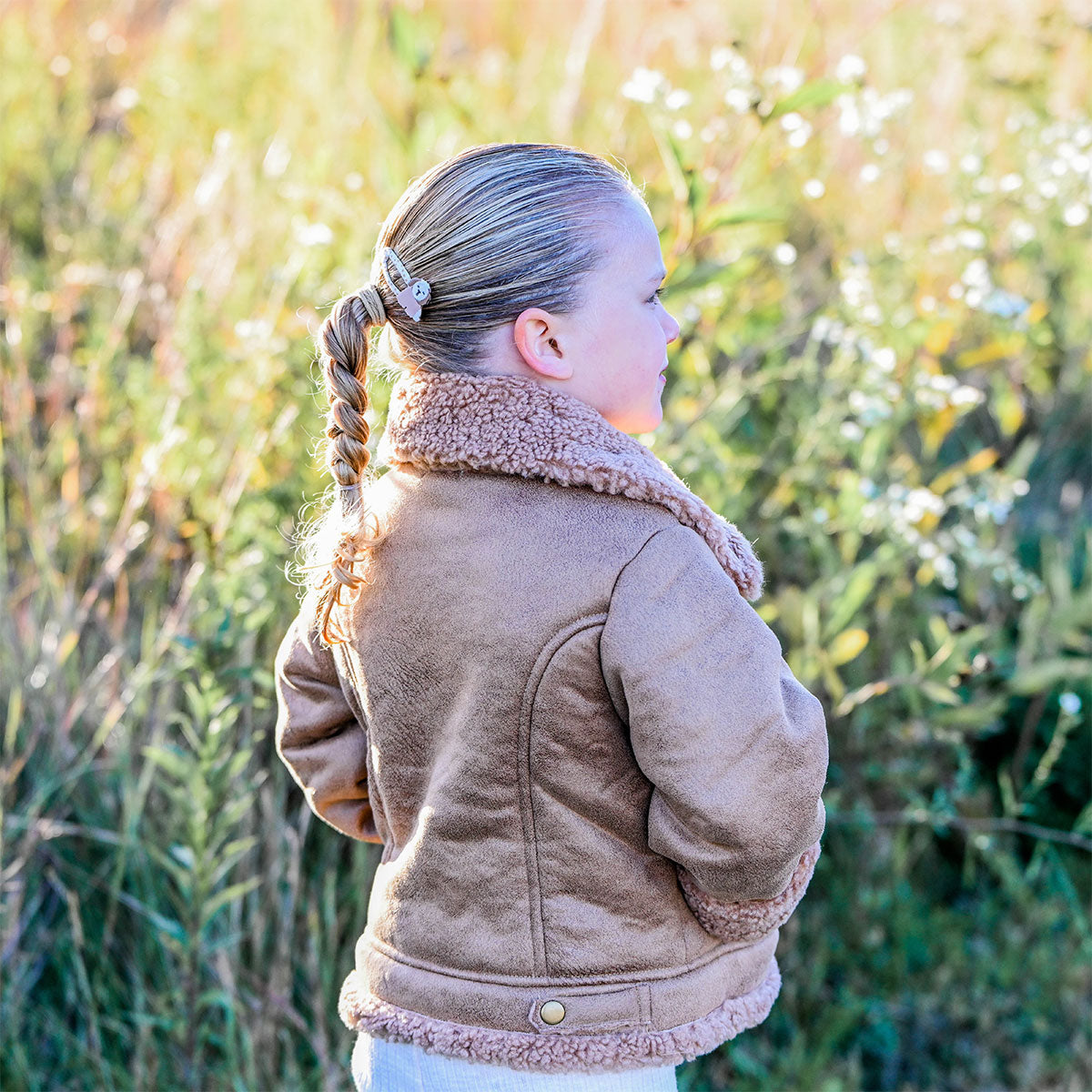 oh baby! Sherpa Aviator Jacket - Camel - Back