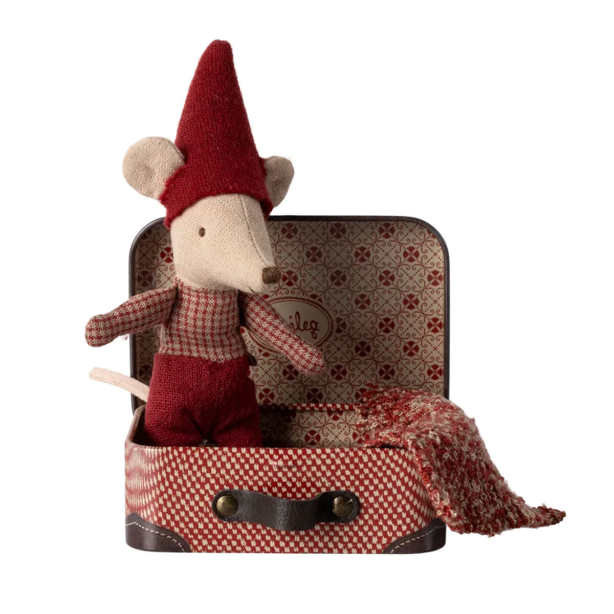 Maileg Christmas Mouse, Baby in Suitcase - Open