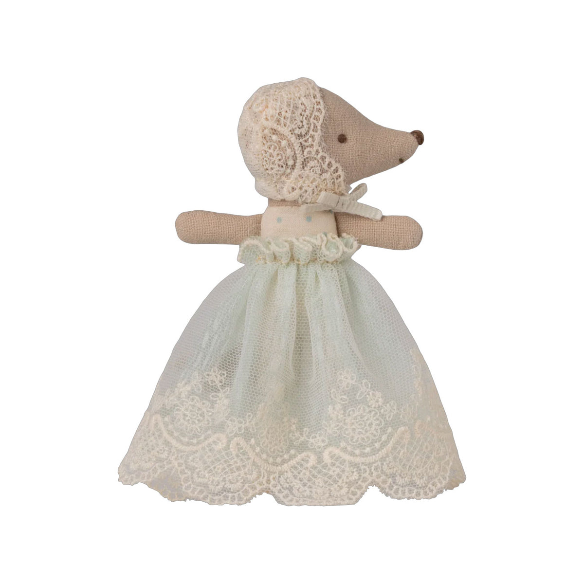 Maileg Baby Mouse in Gown -Mint