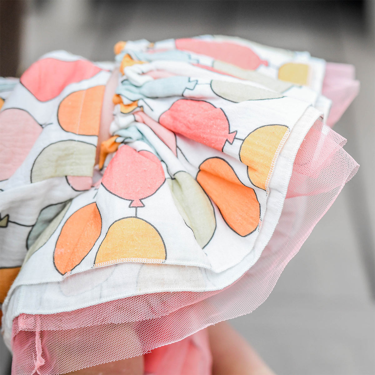 oh baby! Gauze Lola Top and Tutu Skirt Set - Balloon Print - Oyster