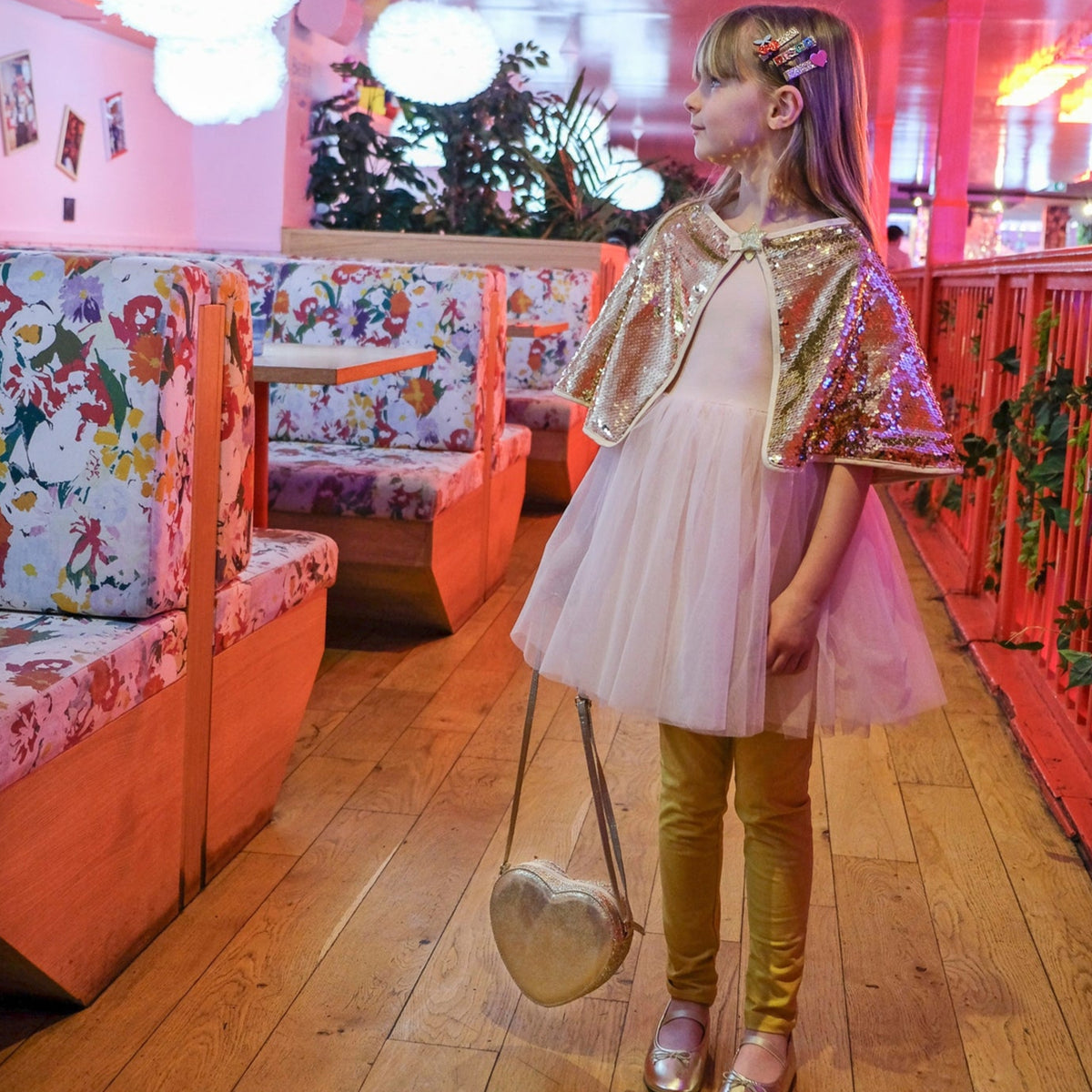 Heart Gold Glitter Bag - Girl Holding