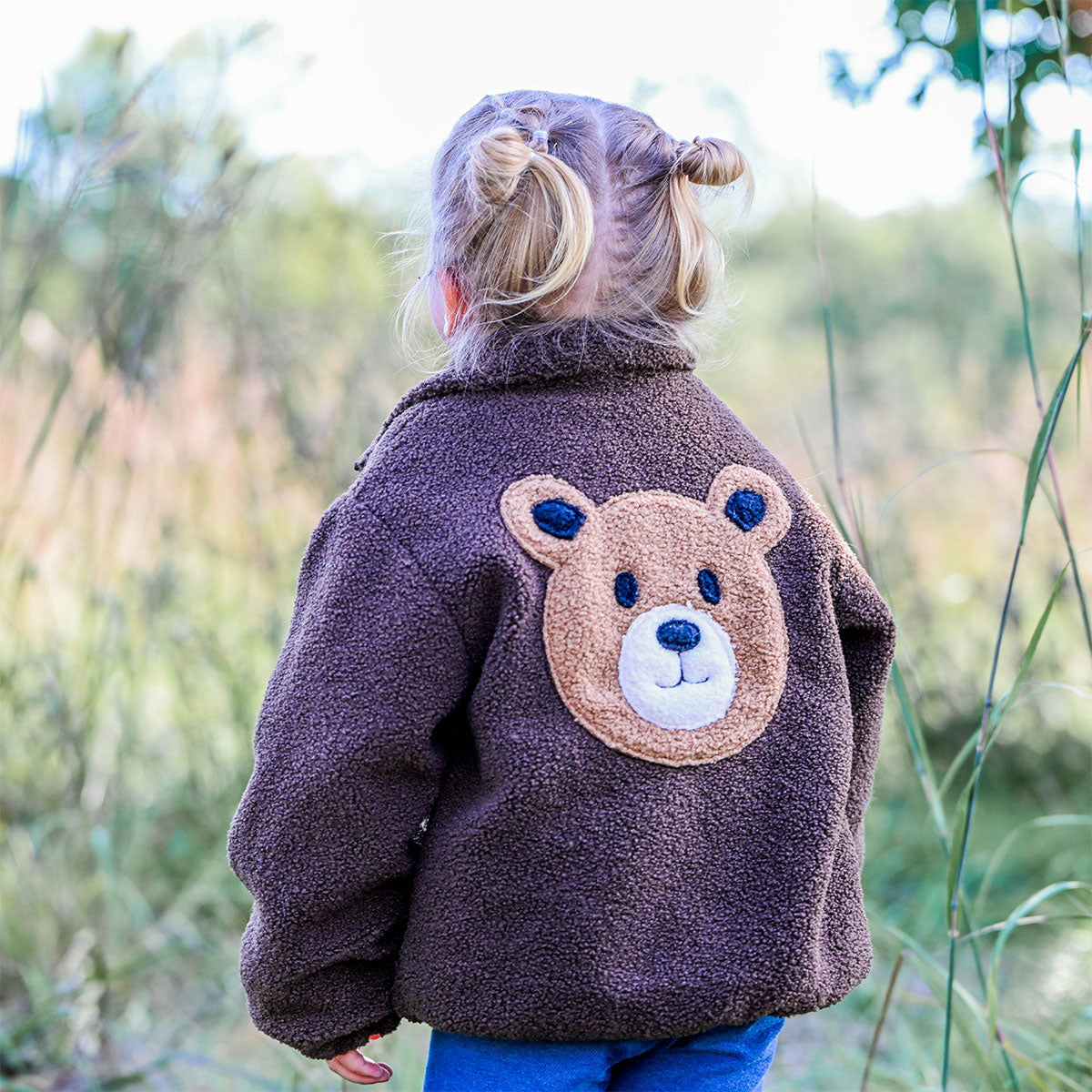 oh baby! Bear Faces Sherpa Tahoe Jacket - Chestnut