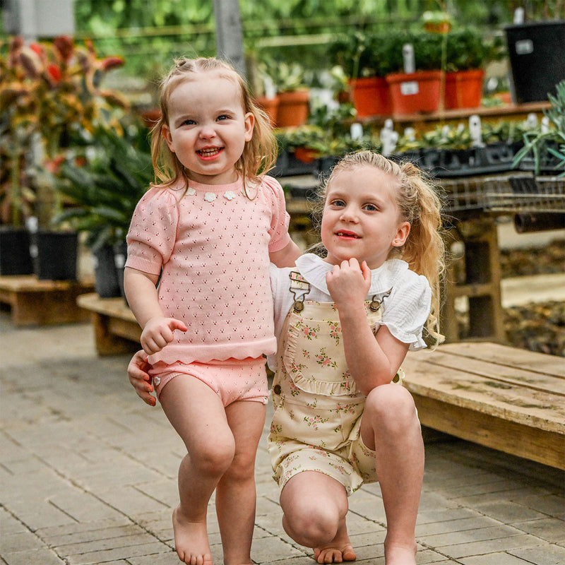 oh baby! Emmie Top & Short Set - Bird Stitch - Pink - Lifestyle