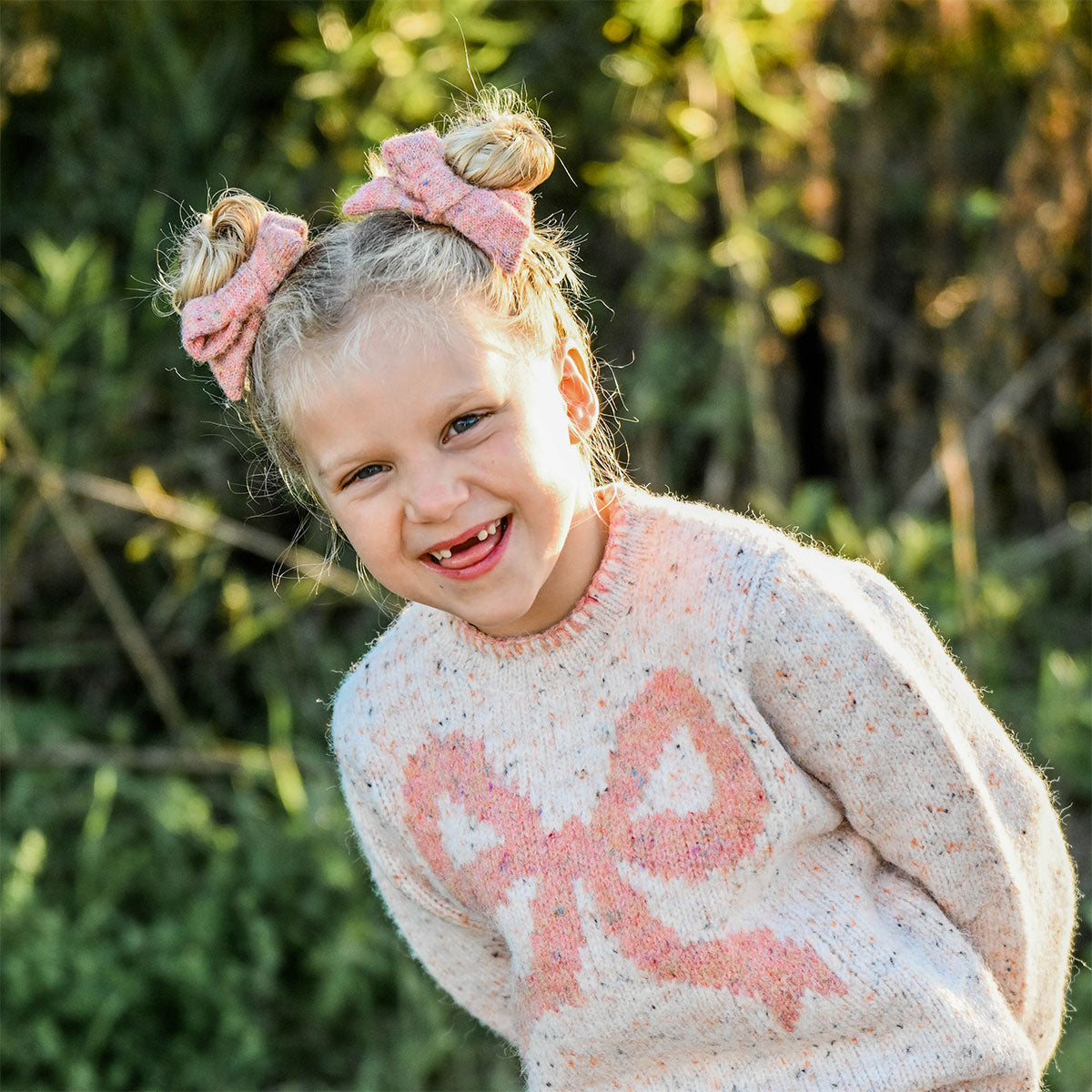 oh baby! Speckled Scandi Tie Bow Hair Clip - Warm Pink