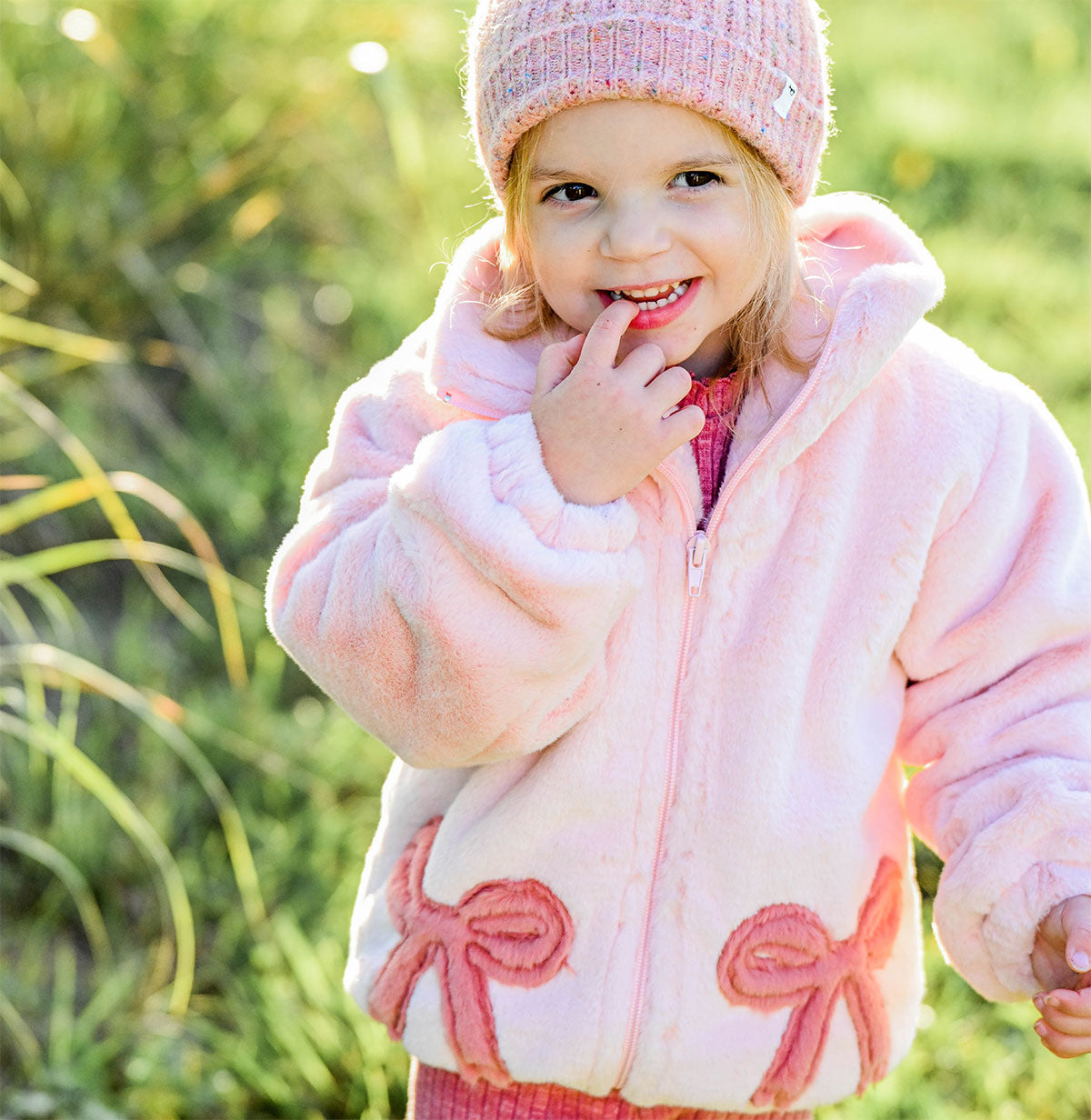 oh baby! Coquette Bows Faux Fur Tahoe Jacket - Giggle