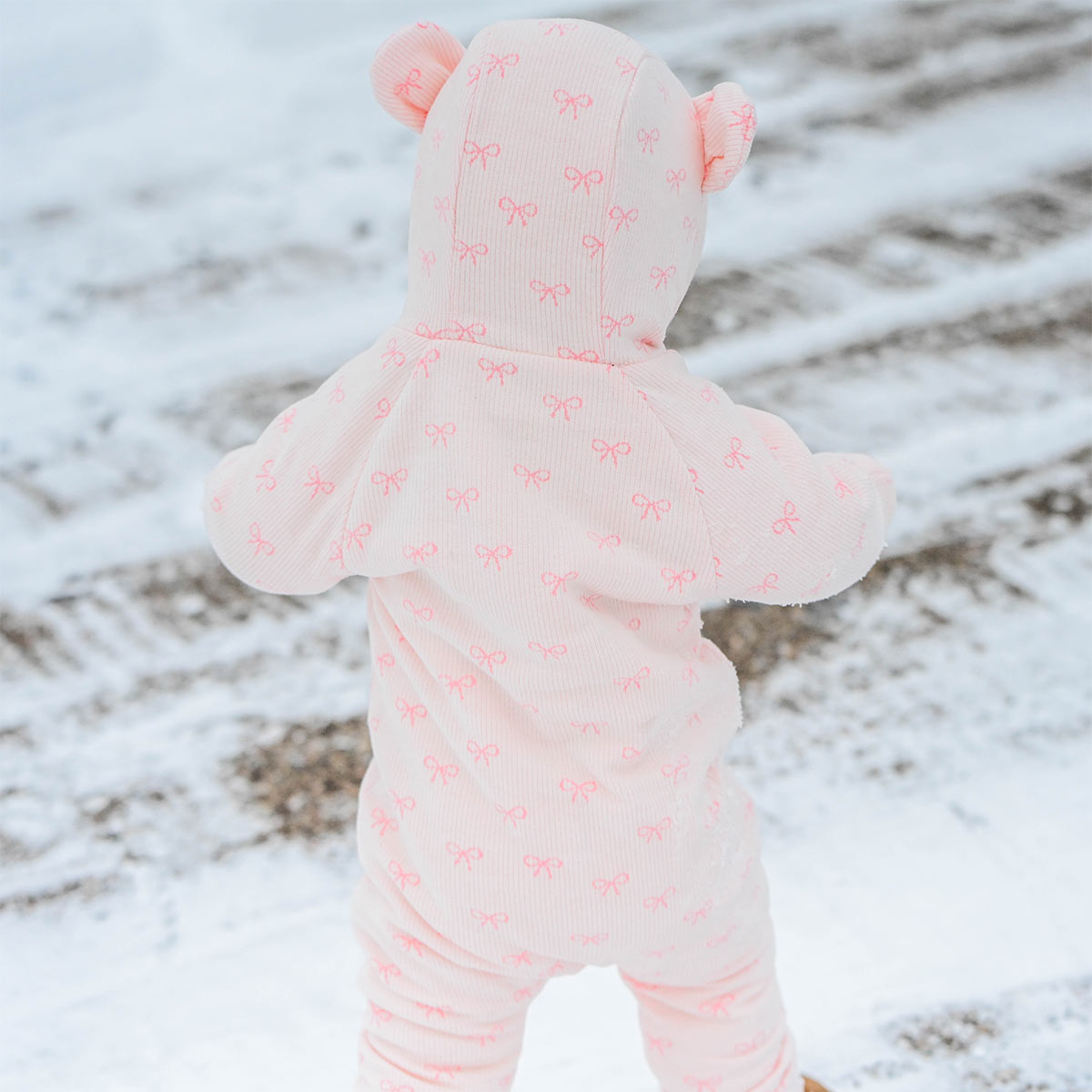 oh baby! Snowdrift Teddy Bunting - Mini Bows - Pale Pink - Back
