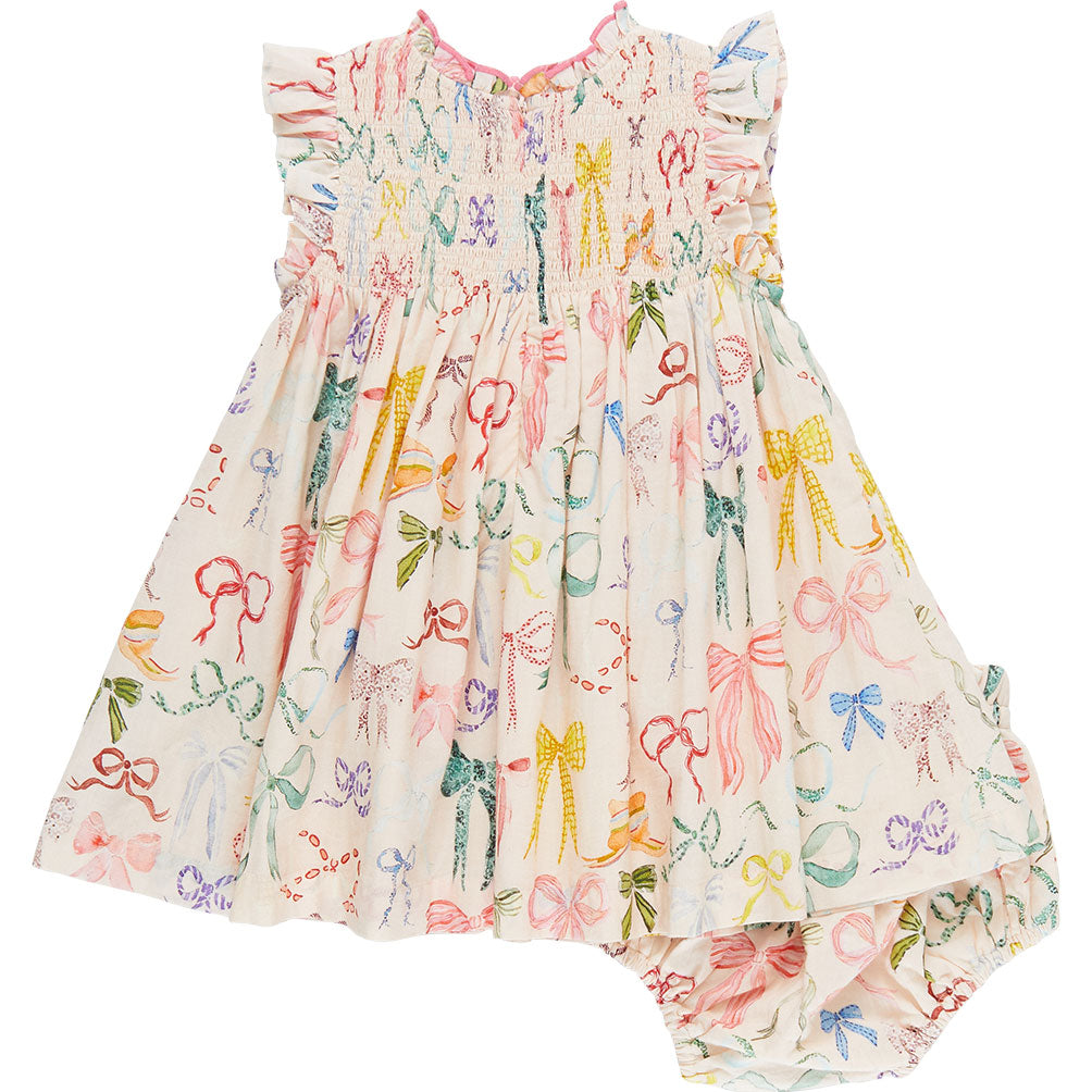 Pink Chicken Baby Girls Stevie Dress Set - Watercolor Bows