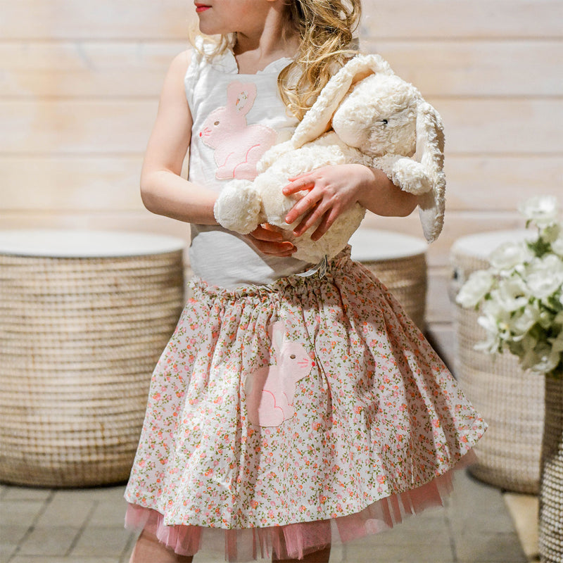 oh baby! Flora Skirt - Poppy Sprig Bunnies Applique - Blush - Lifestyle