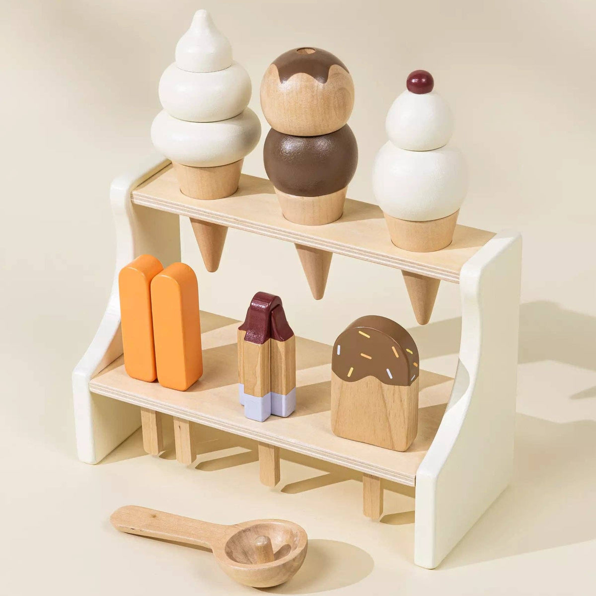 Wooden ice cream set with stand