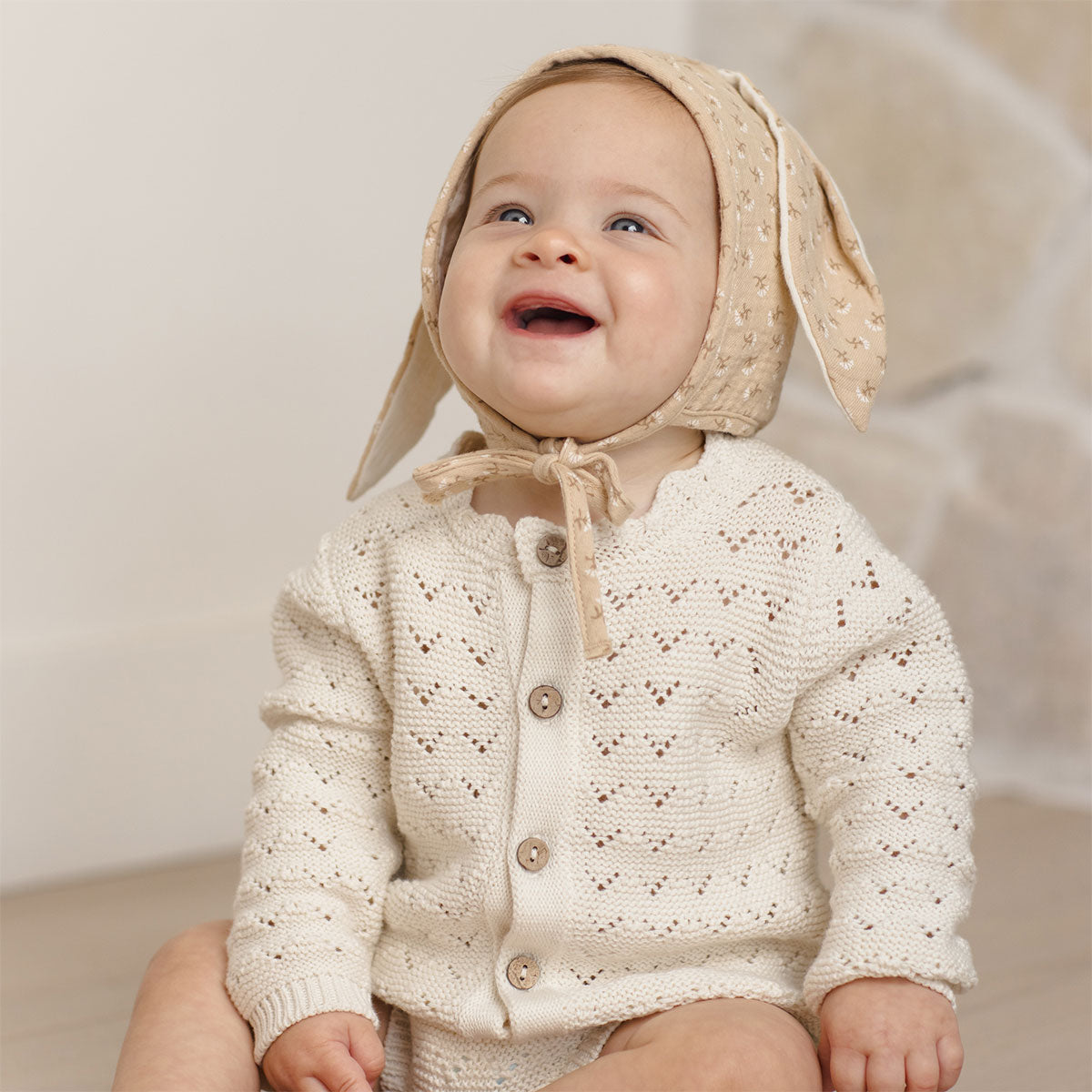 Quincy Mae Knit Cardigan Sweater - Natural - Lifestyle