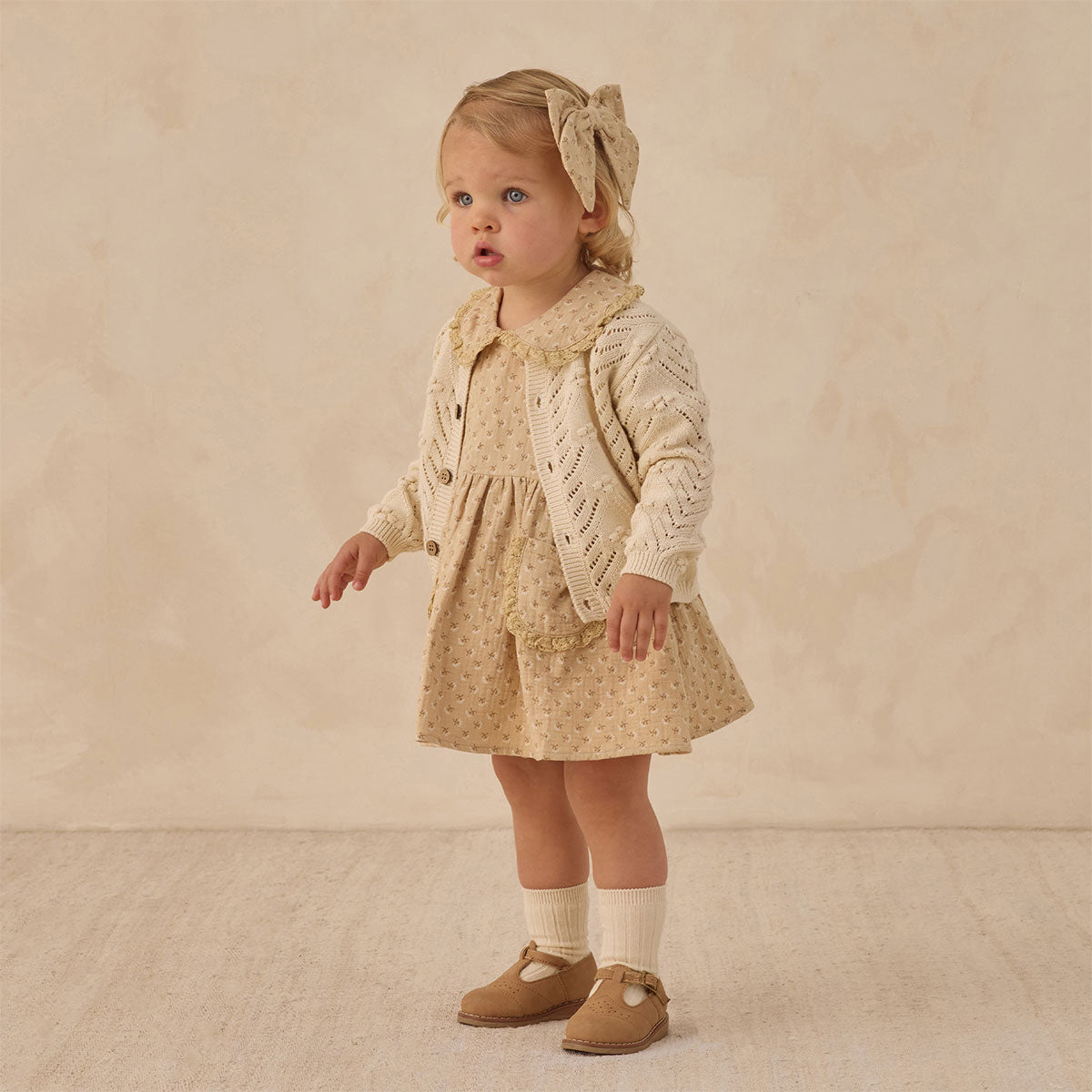 Quincy Mae Knit Cardigan Sweater - Natural - Lifestyle - Over a Dress